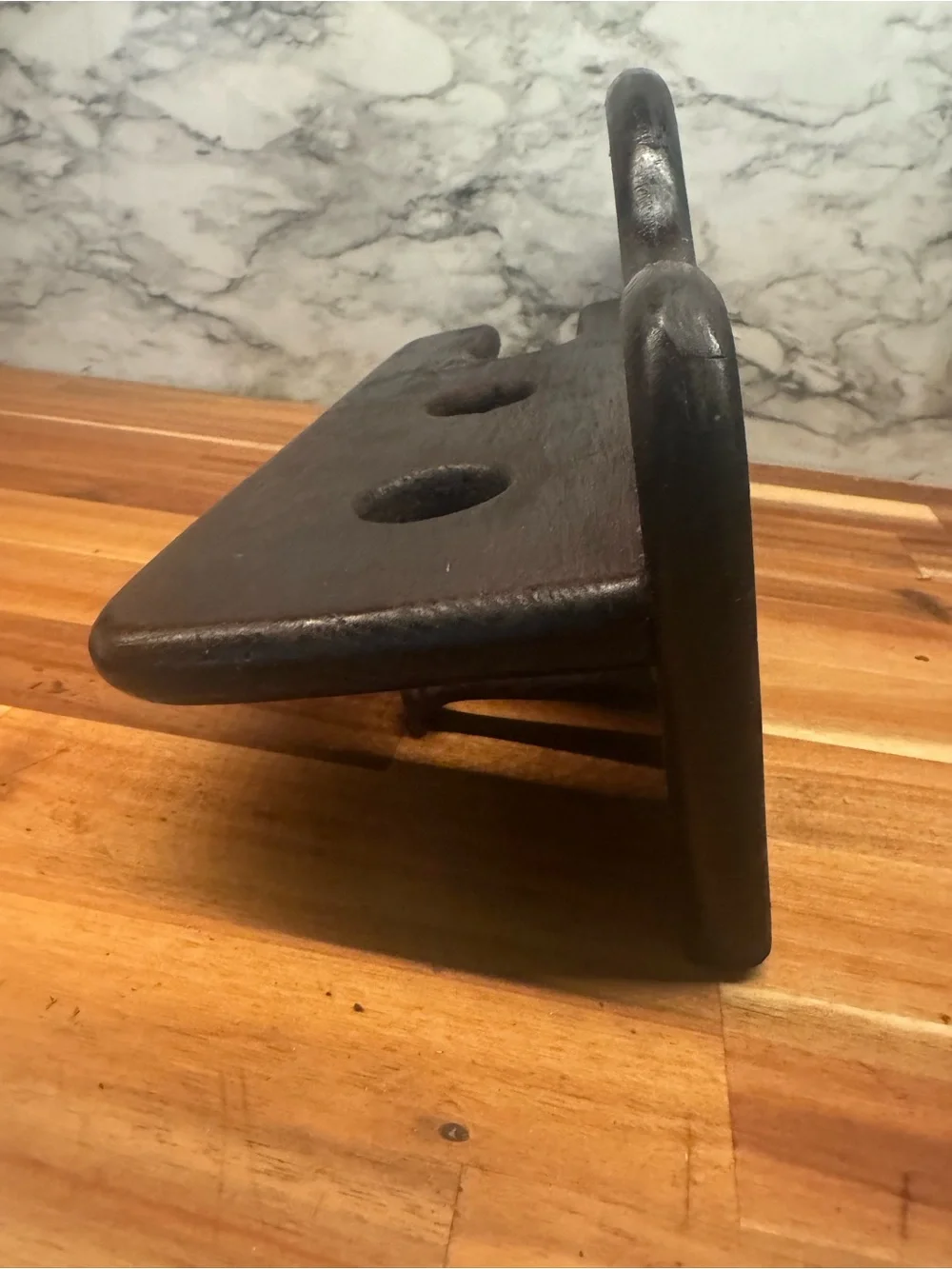 Wood Wall Shelf with Pegs in Dark Brown